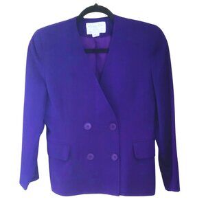 CHRISTIAN DIOR Purple Collarless Blazer Jacket. SIZE 6P